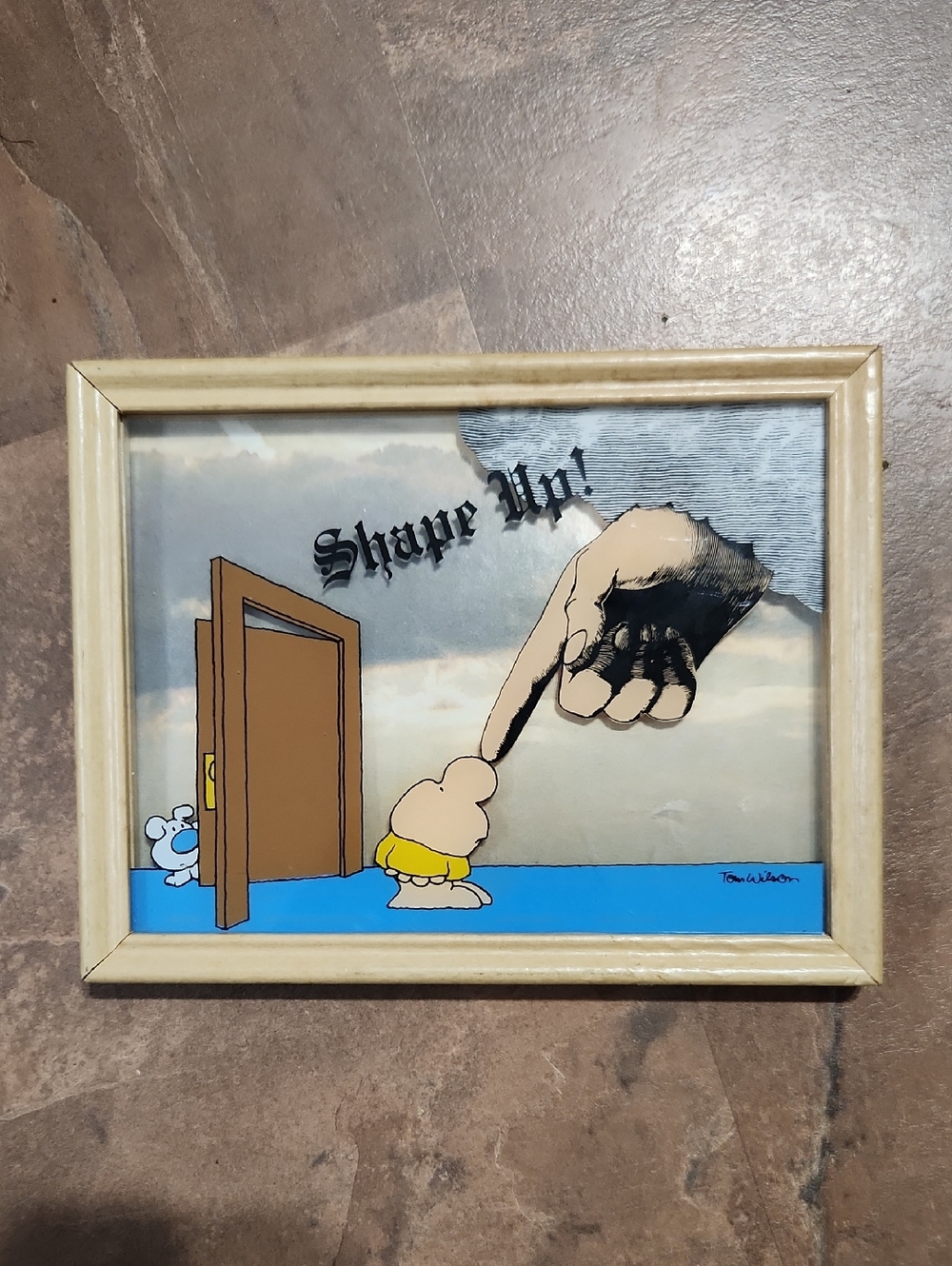Vintage 1979 Tom Wilson Ziggy "Shape Up" 3d Framed Cartoon Art Piece
